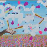 Origin
2013
acrylic, acrylic gouache, enamel on hollow core door
2'x6'8"